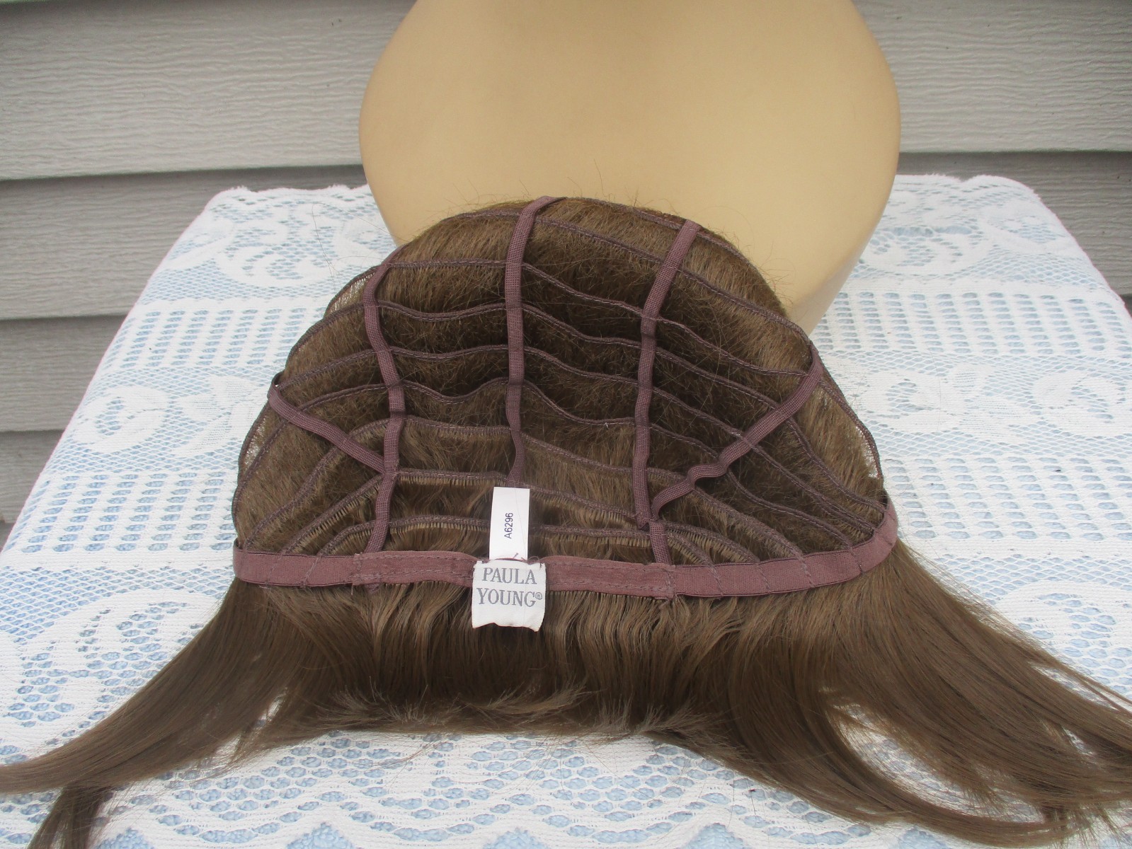Paula Young TOPPER Curlable BEAUTIFUL Hair Piece w/Bangs LT ASH BROWN Full Cap