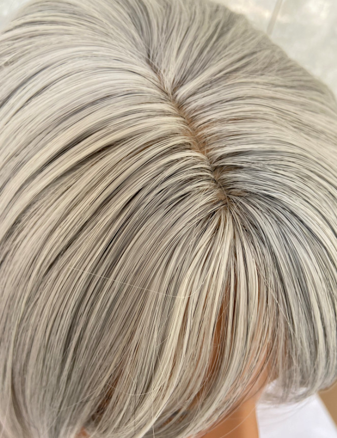 Salt and Pepper Hair Gray Mix Straight Synthetic Hair Wigs Women Soft Natural