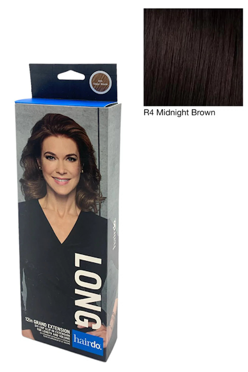 Hairdo 12in Grand Extension 3/4 Cap Clip-in Extension Midnight Brown