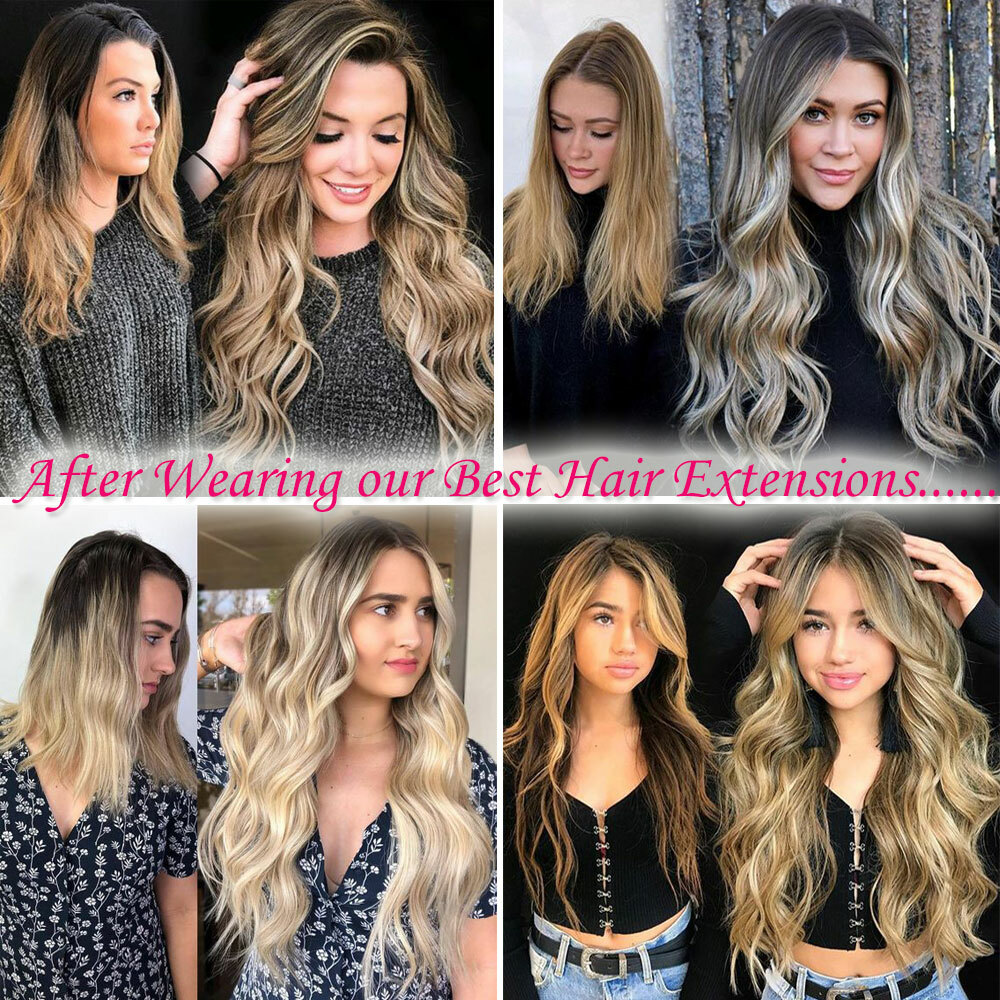 Double Weft 100% Real Human Hair Extensions Clip In Remy Hair THICK Full Head US