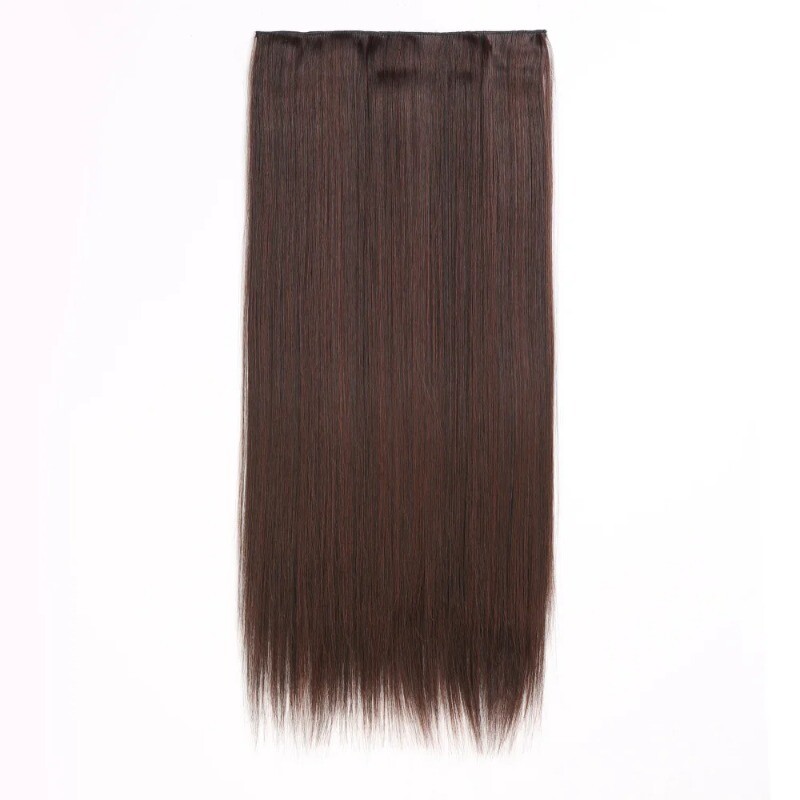 24in Synthetic Long Straight Clip In One Piece Hair Extension 5 Clips Fake Hair