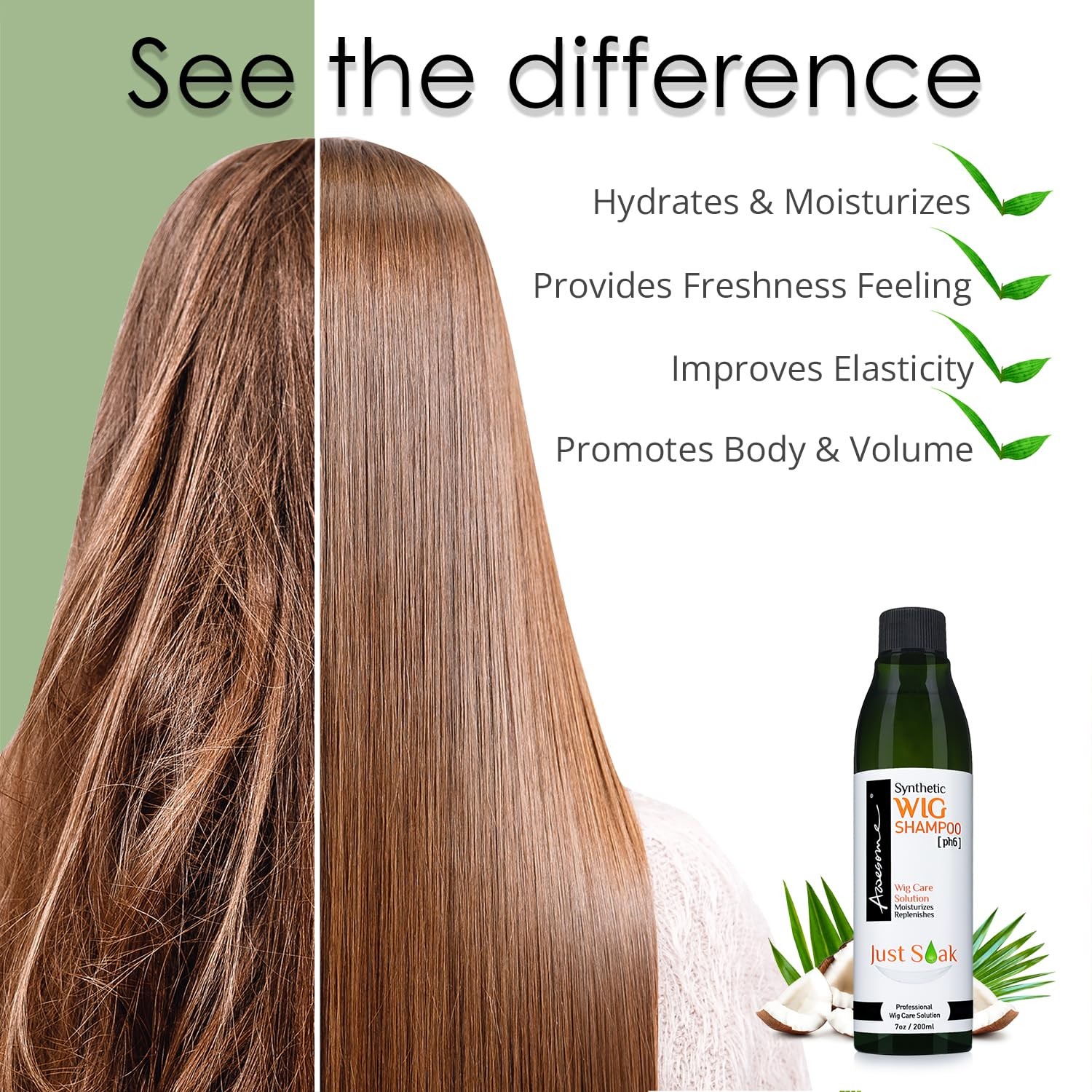 Synthetic Wig Shampoo, pH6, Detangle and Anti-Frizz, Adds Body & Volume, Hydr…