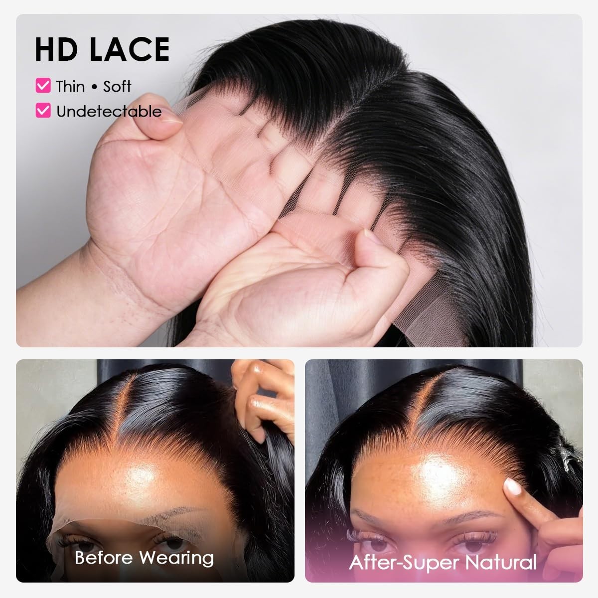 13×6 HD Transparent Lace Front Wigs Human hair Pre Plucked 180 Density Brazil…