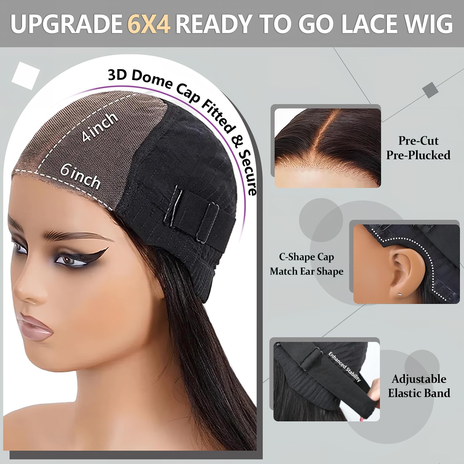 Pisry Wear And Go Glueless Wigs Human Hair Pre Plucked Pre Cut 6X4 Hd Lace