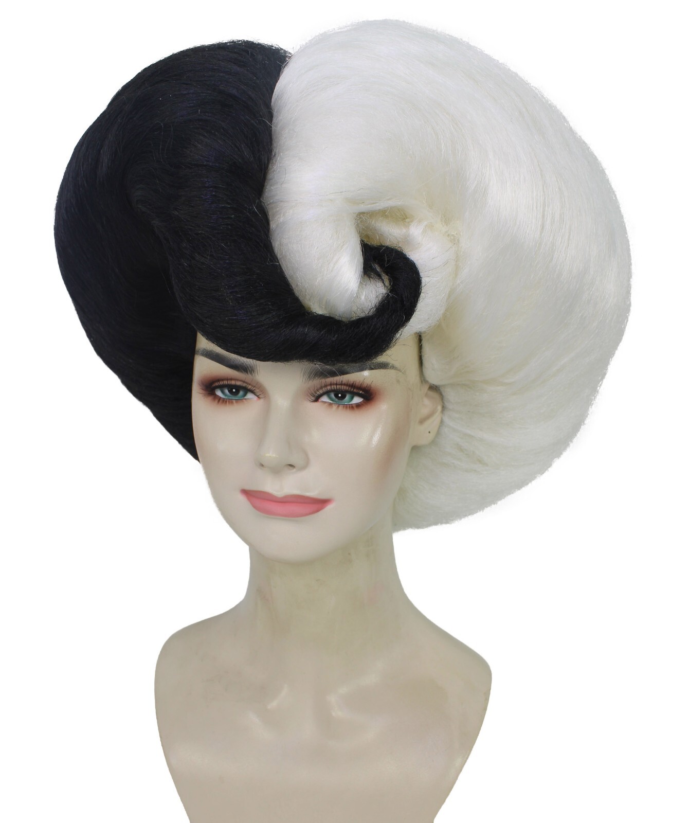 Adult Unisex Drag Queen Black-White Bouffant Wig, Non-flammable Synthetic Fiber