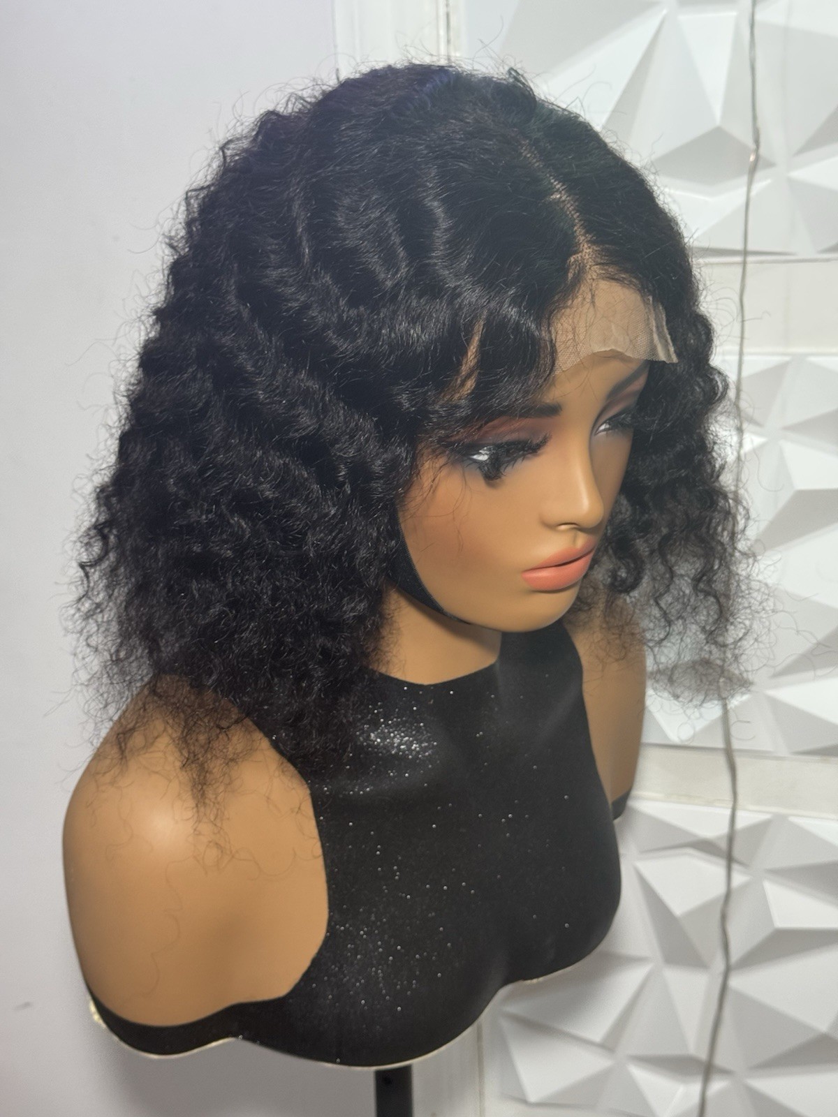 100% Human Hair 12 Inch Water Wave Curly Wig for all women