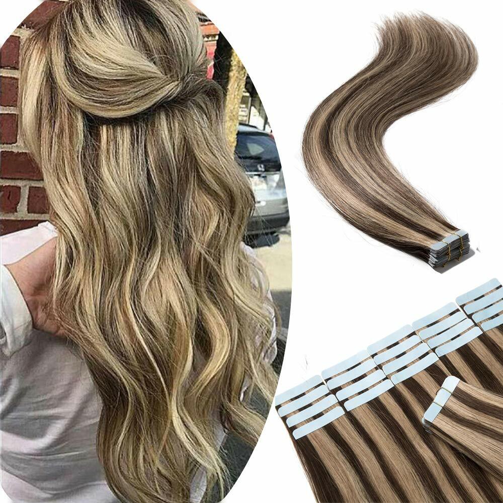 Seamless Tape in Human Hair Extensions Invisible Skin Wefts Remy Brazilian Hair