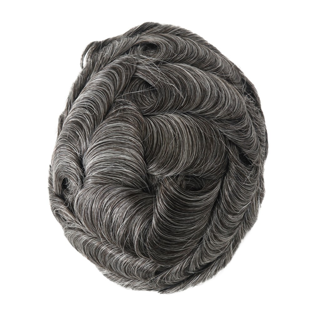 Toupee For Men Human Hair Replecement System Mono Poly with Gauze Hairpiece 30mm