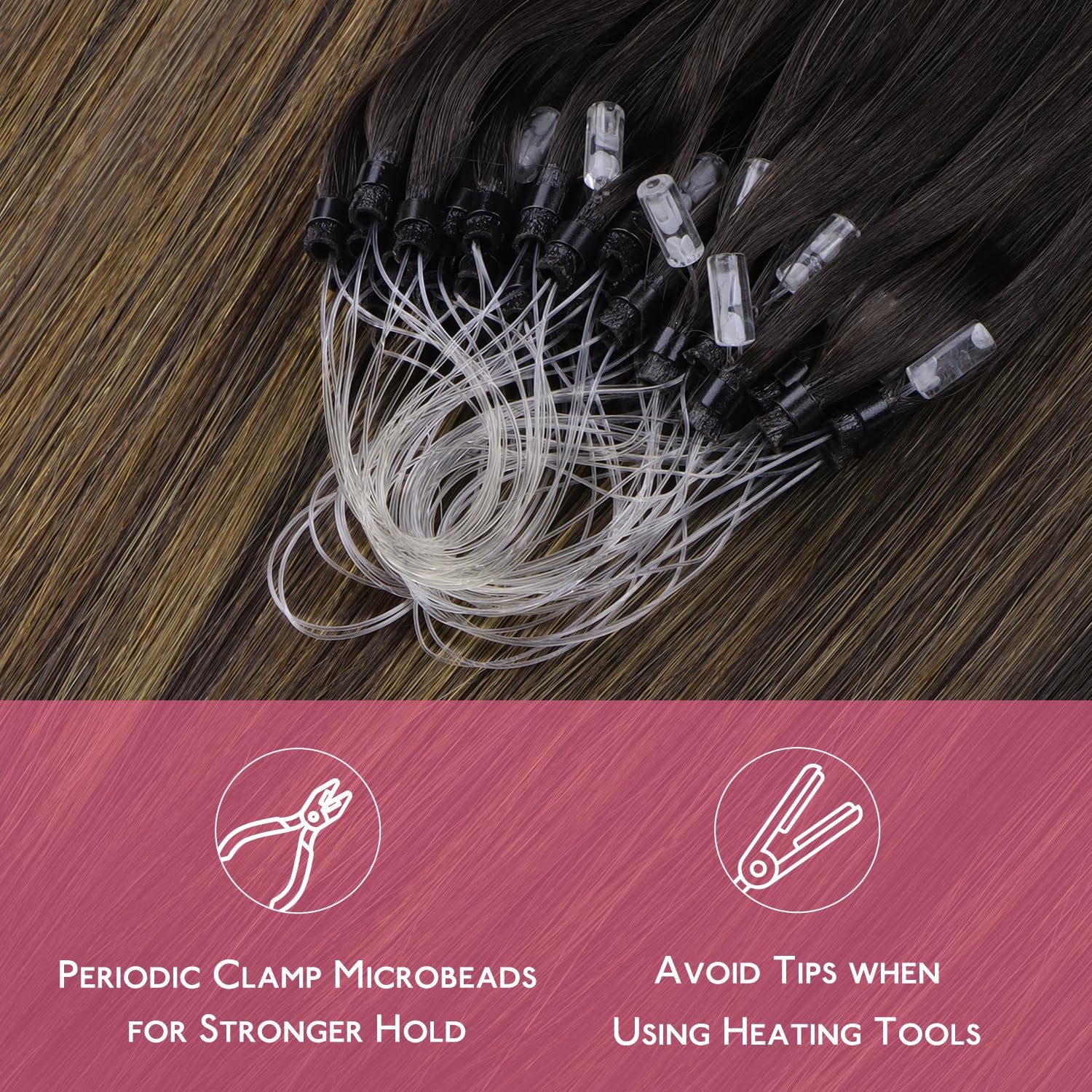 Wennalife Microlink Hair Extensions Human Hair 50G 50S 20 Inch Balayage Dark