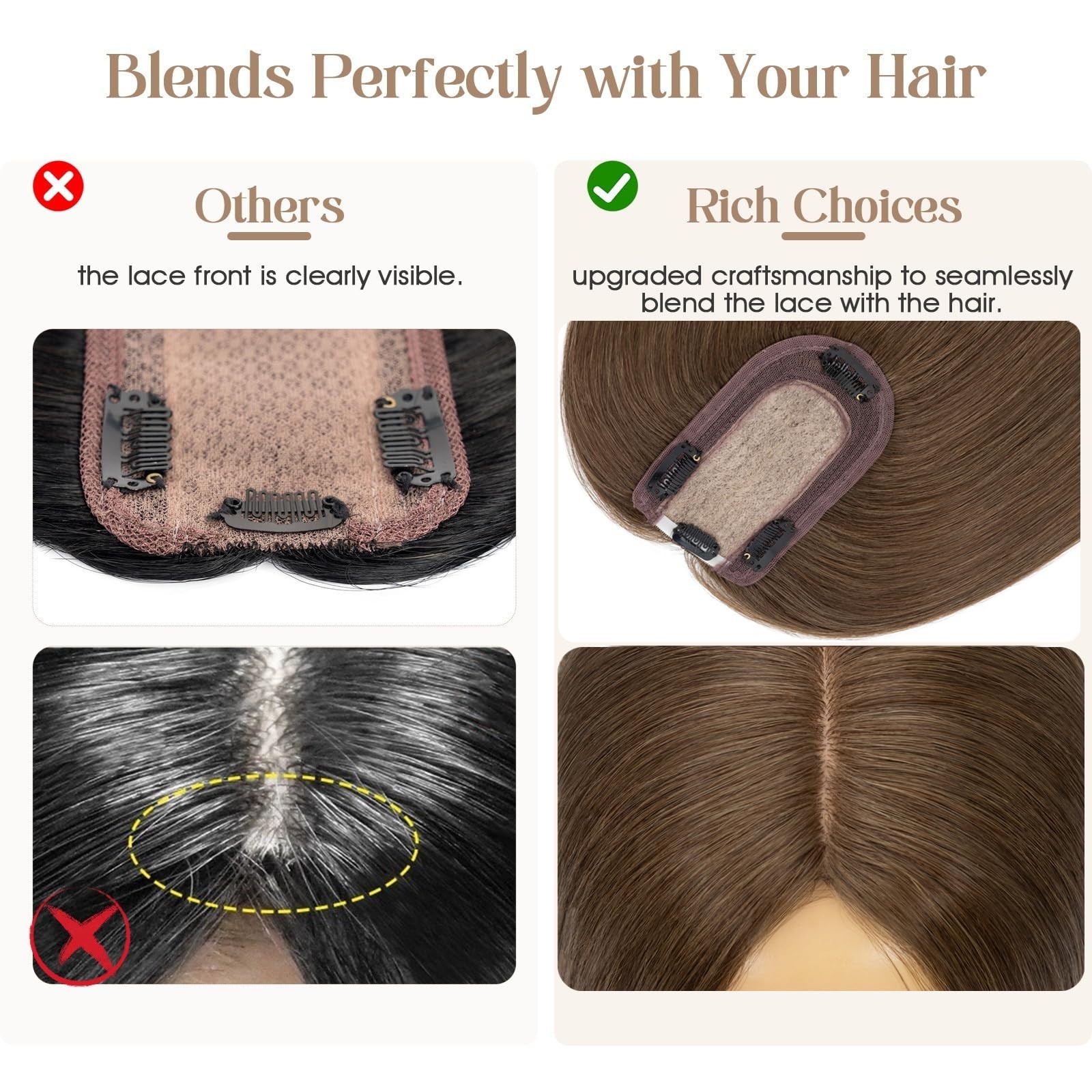 Rich Choices Hair Toppers For Women Real Human Hair No Bangs 100 Human Remy