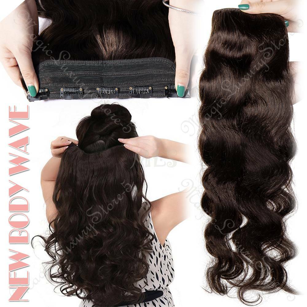 One Piece 100% Real Clip In Remy Human Hair Extensions Highlight 3/4 Full Head F