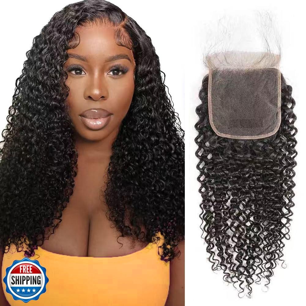 5×5 HD Lace Closure Human Hair Kinky Curly 10 Inch Lace Closure P
