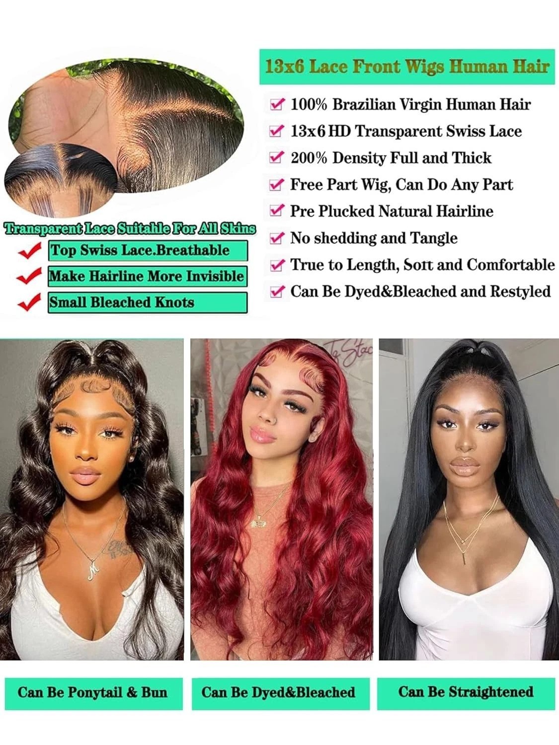 Natural Black 26 Inch Body Wave Human Hair Wig with 200% Density & Baby Hair