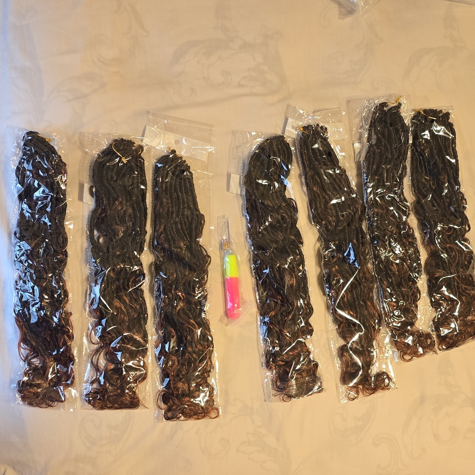I-Tip Curly Synthetic Hair Extensions Dark Brown/Auburn 21-30 in Women