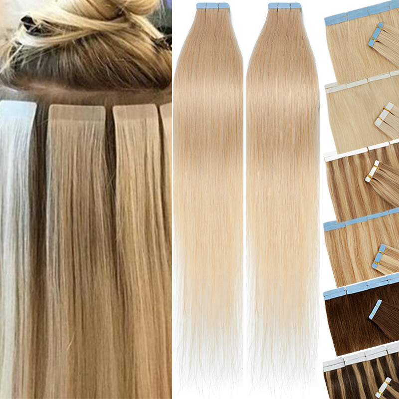 8A Seamless Skin Weft Tape in Remy Hair Extensions Real Human Hair 12-24inch