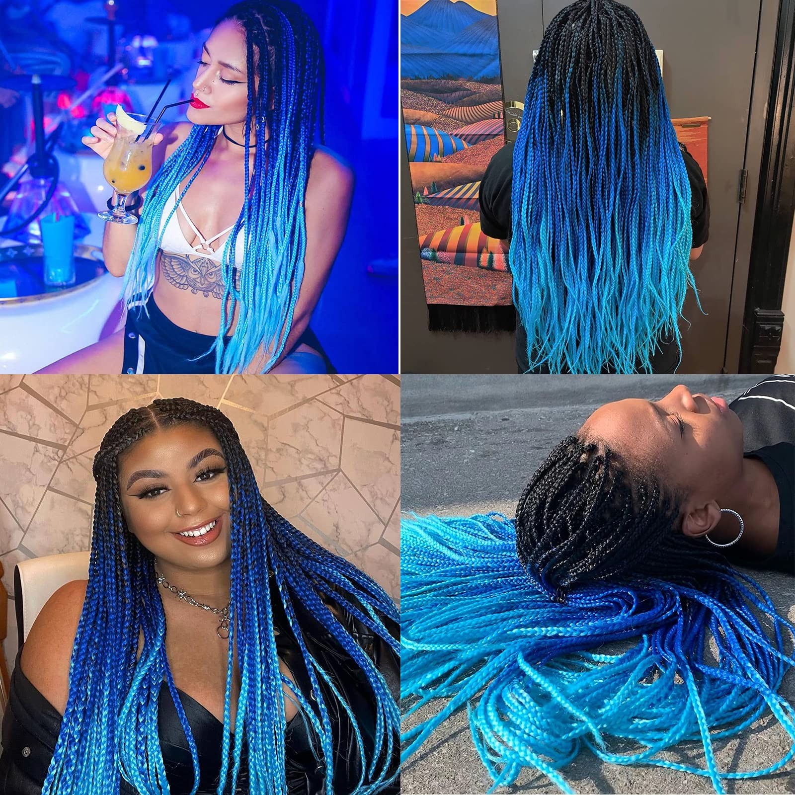 Crochet Box Braids 6Packs 22Inch Pre-looped Synthetic Crochet Braids for Blac…