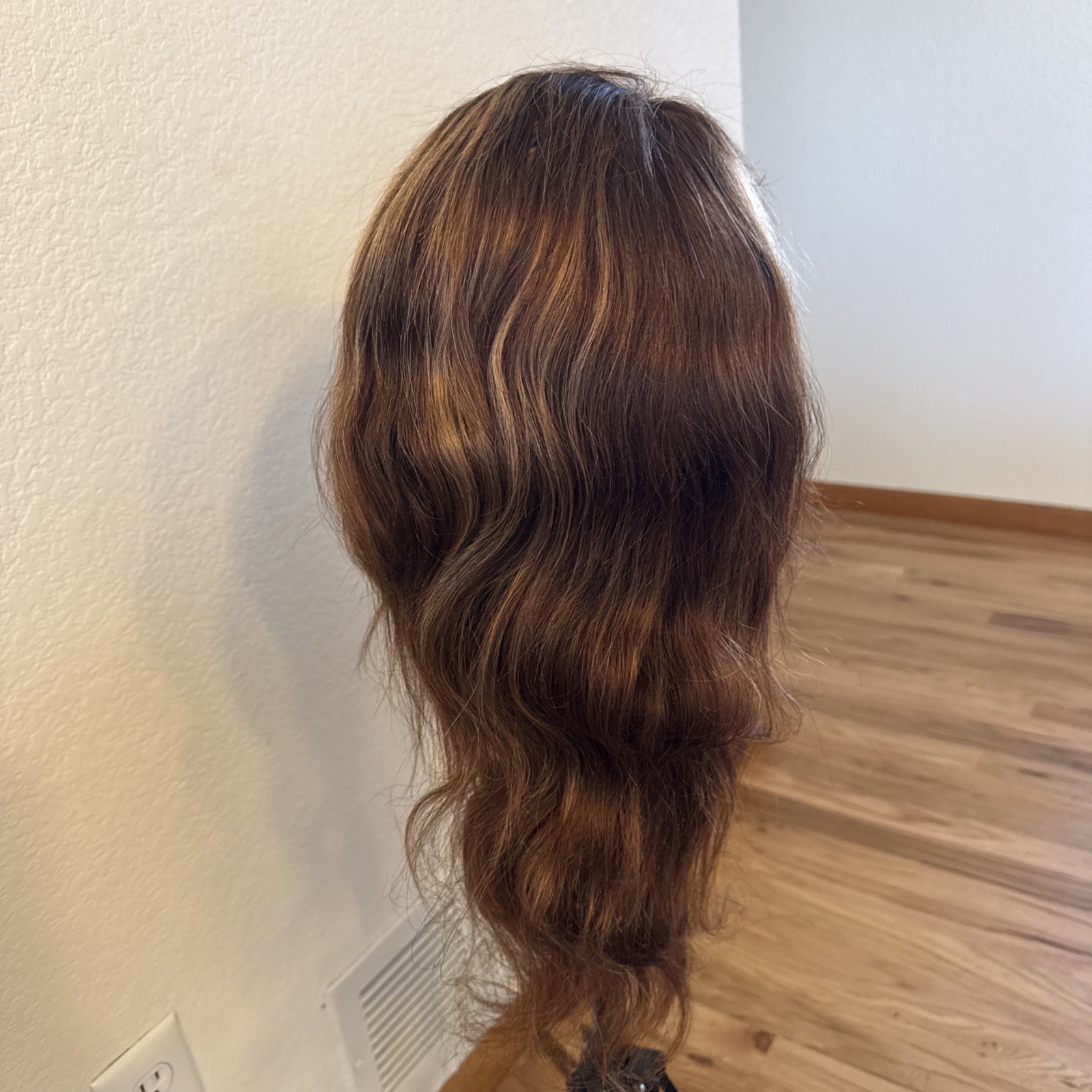 Human Hair Wig | 26 “ Brown | Golden Blonde Highlight’s Lace Cap Very Soft 159