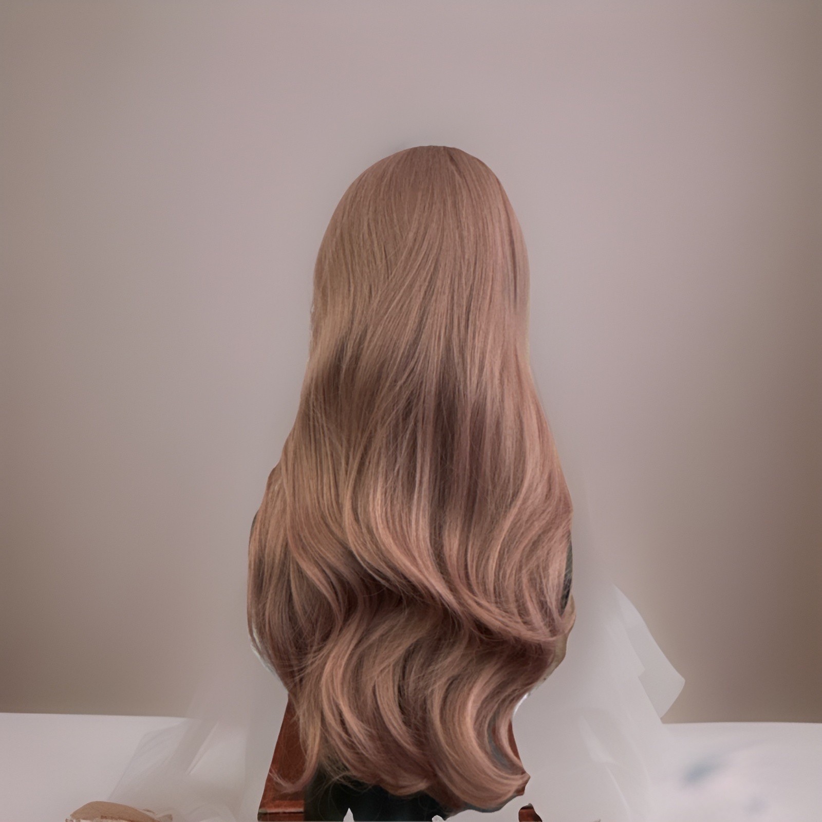Long Wavy Ash Brown Synthetic Wig Classic Cap Layered Women 21-30in