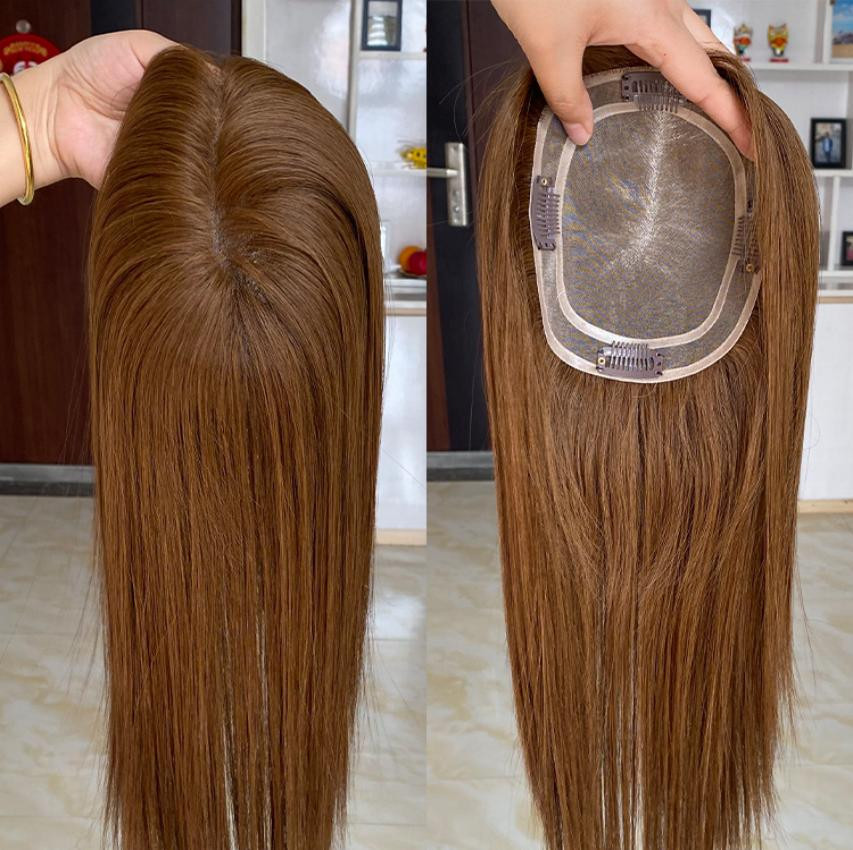 14″ 16″ 18″ Mono Base Rooted Blonde European Virgin Human Hair Toppers 5×6″