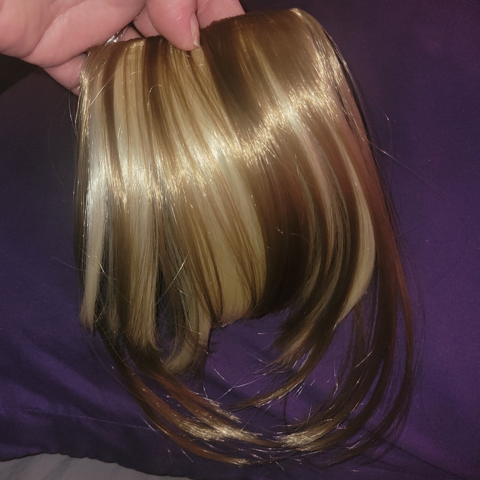 Hair Extension Bangs One Piece/2 Clips Blond/Brown Blend Synthetic 6″ – 10″