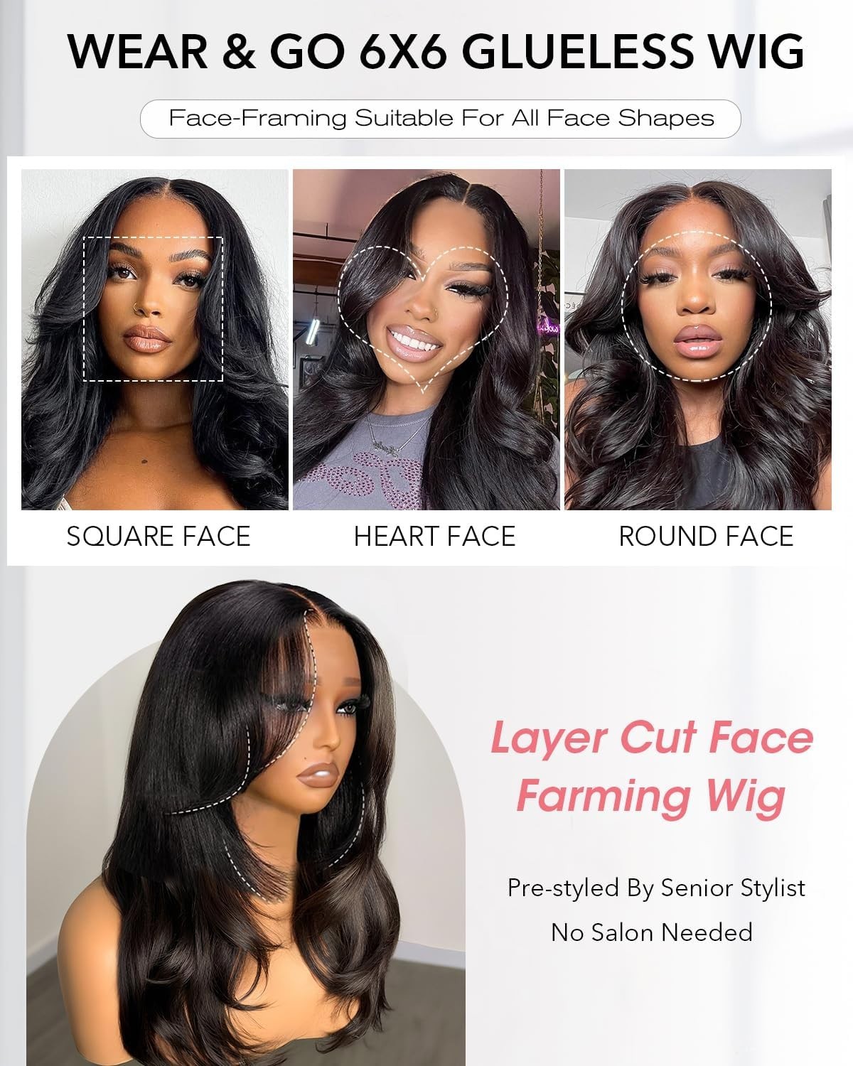 Layered Curtain Bangs Glueless Human Hair Wig – 16″ HD Lace Front Closure, Ready