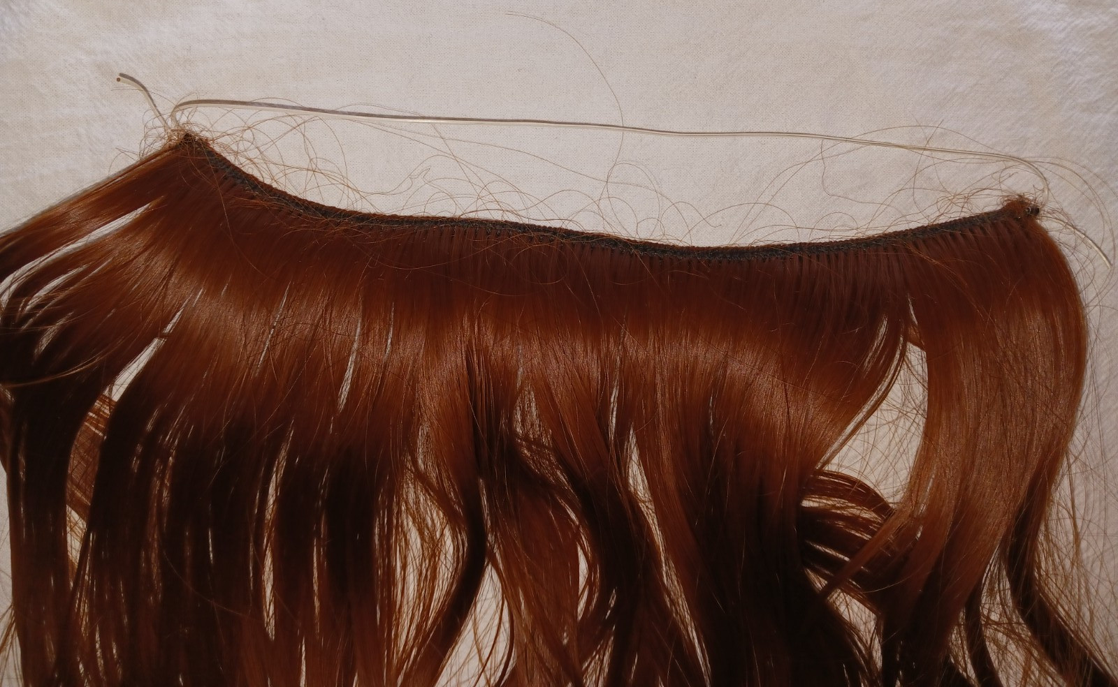 MESSY WAVY HAIR INVISIBLE ELASTIC BAND LIGHT AUBURN RED HAIR EXTENSION NEW 22″