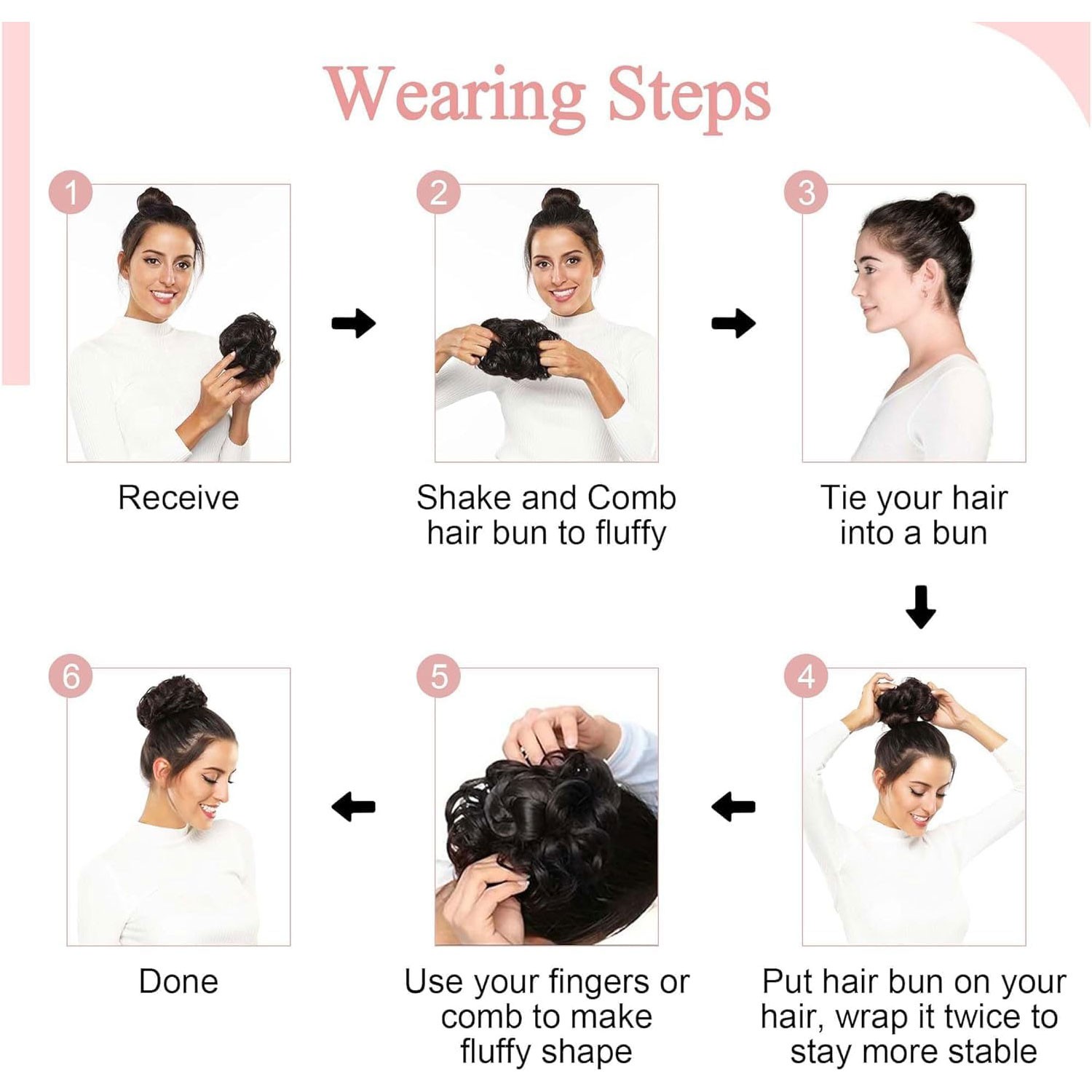 USA Messy Bun Remy Real Human Hair Piece Wrap on Scrunchie Updo Hair Extensions
