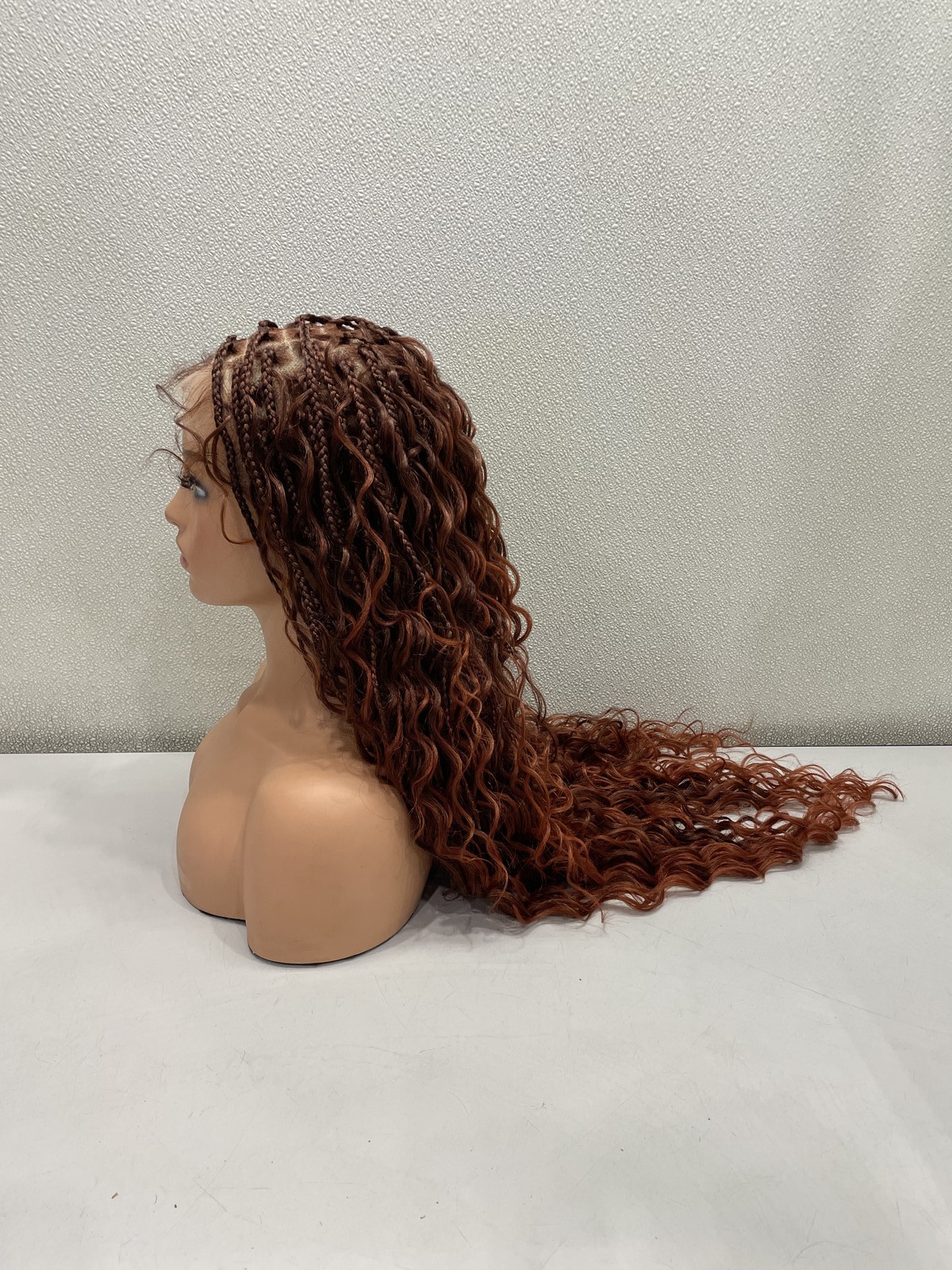 Frodio 30″ Full Lace Boho Braids Synthetic Hair Wig, Copper Orange