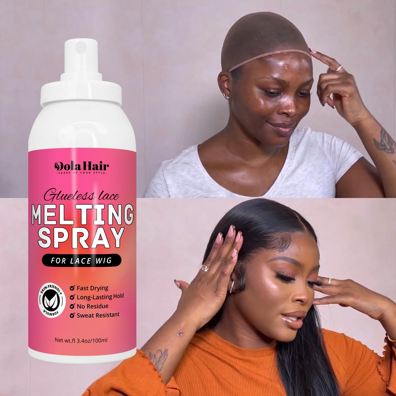 Dolahair 2 PACK Lace Melting Spray for GlueLess Wigs lace Bond Melting Spray