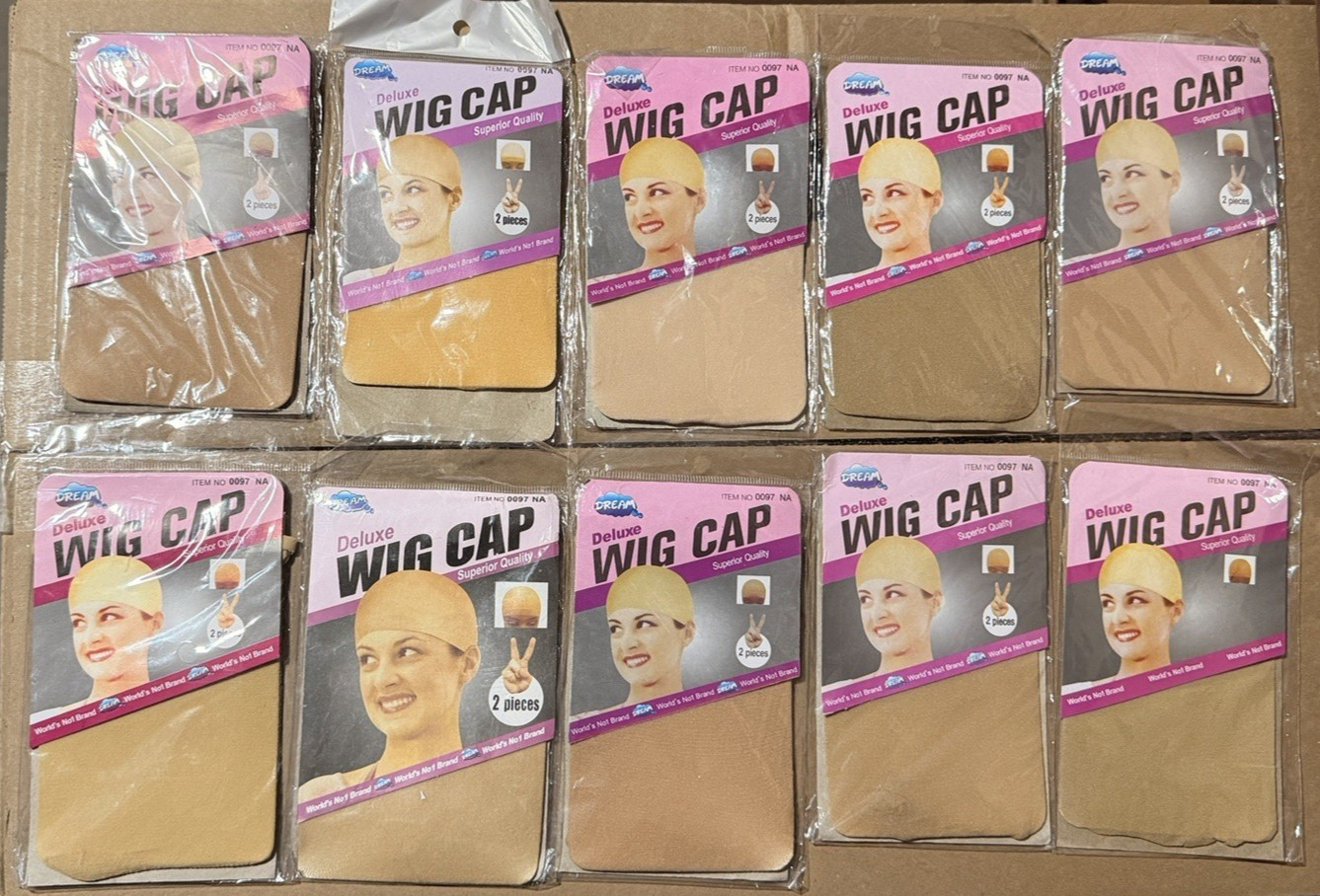 10 PACK Dream Deluxe Wig Cap Natural Each 2 Piece Per Unit Model 0097NA
