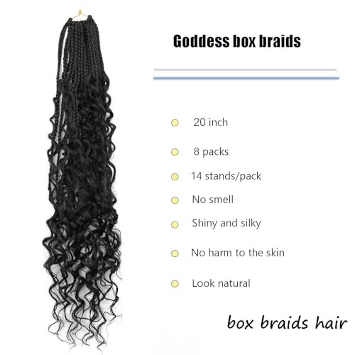 20 Inch Goddess Box Braids Crochet hair for Black Women 20 Inch (Pack of 8) 1B