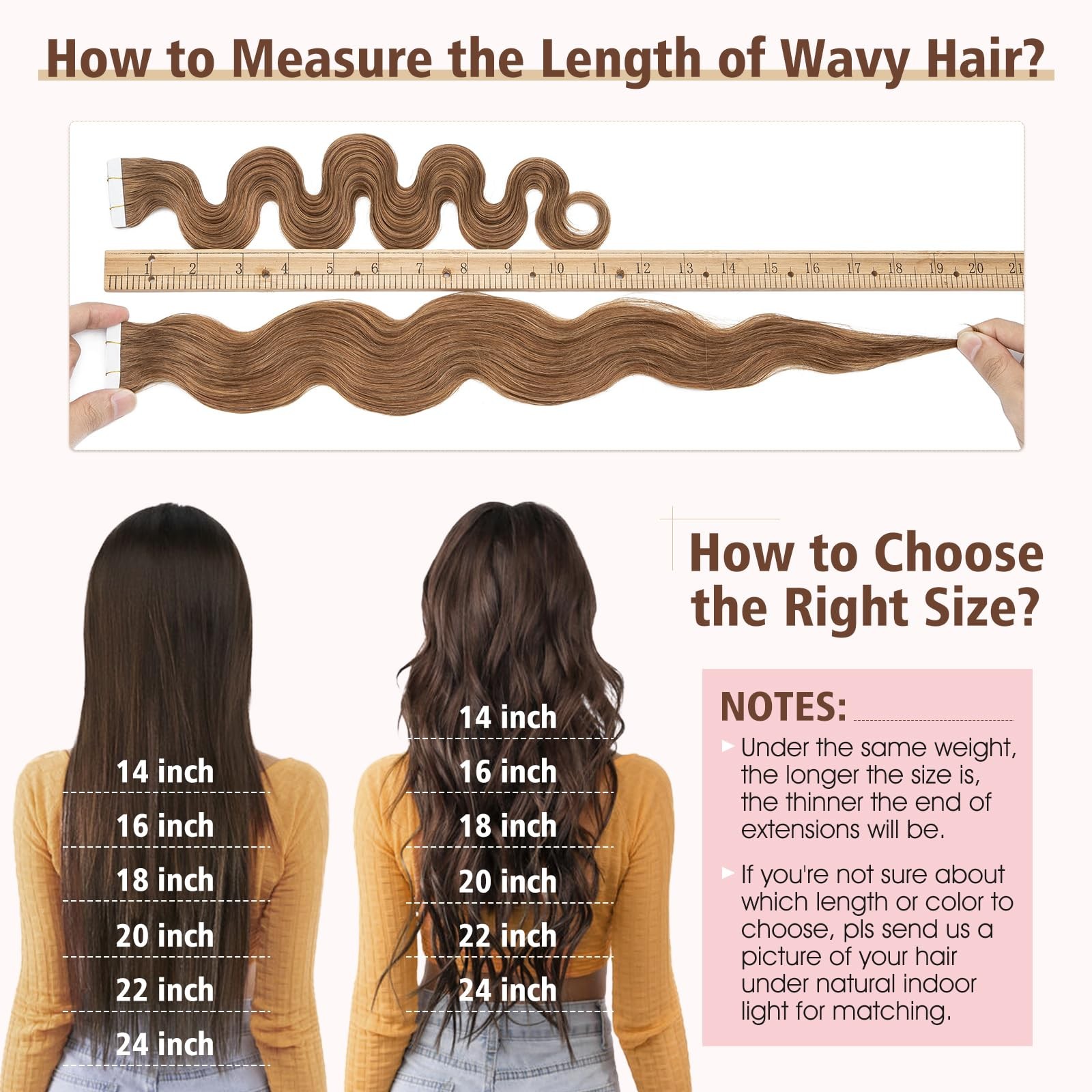 Hairro 14 Inch Tape In Hair Extensions Body Wave Human Hair Blondish Brown