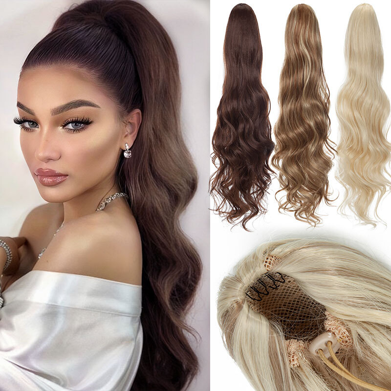 Thick Natural Pony Tail Clip In Drawstring Ponytail Wrap on Hair Extensions US