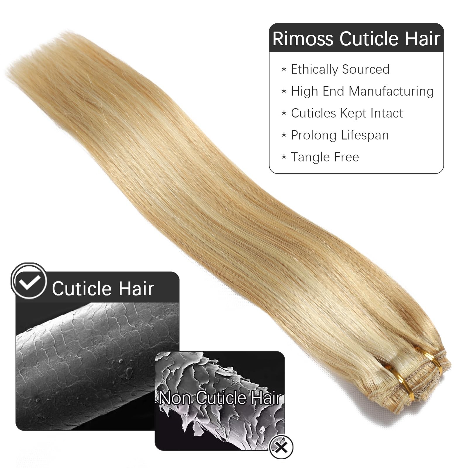 Rimoss Clip In Extensions Real – 24 Inch 7Pcs Dirty Blonde To Bleach
