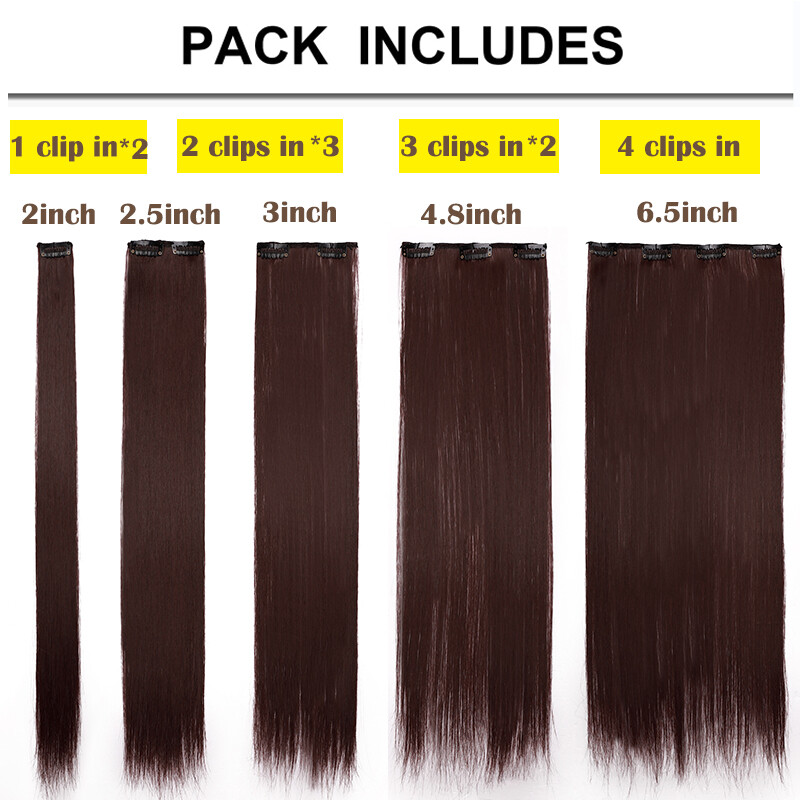 100% Real Natural Clip in Hair Extensions Full Head Thick 8Piece Long Wavy Ombre