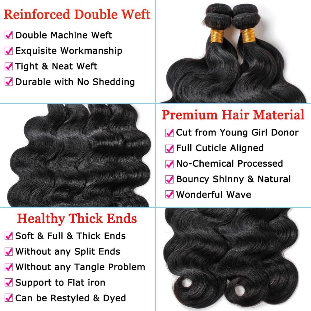 Multino 16A Human Hair Bundles 12 14 16 18 Inch Body Wave Bundles Human Hair