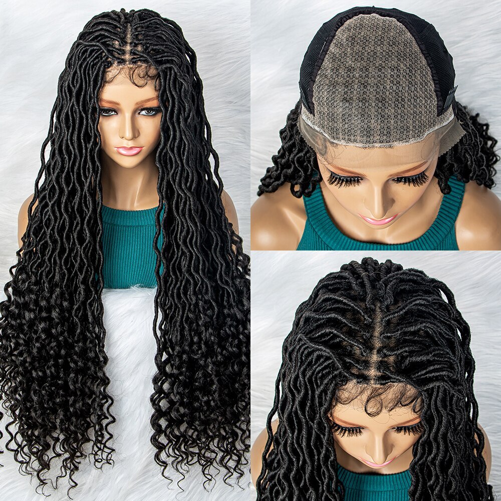 32″ Synthetic Lace Front Wig Braided Wigs Braid With Baby Hair Braided Curly