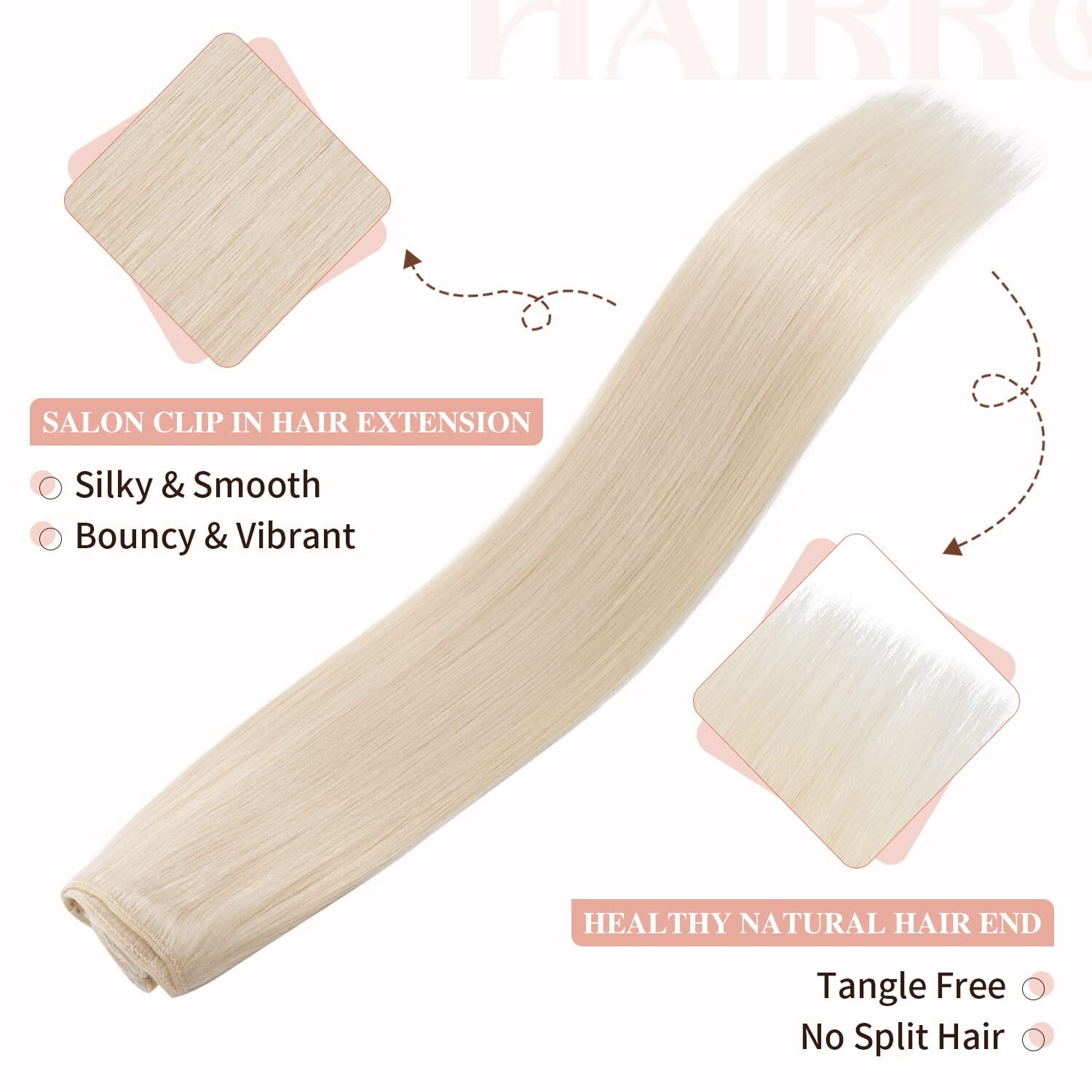 HAIRRO 10IN WHITE BLONDE CLIP IN HUMAN HAIR EXTENSIONS 8PCS 50G #70 STRAIGHT