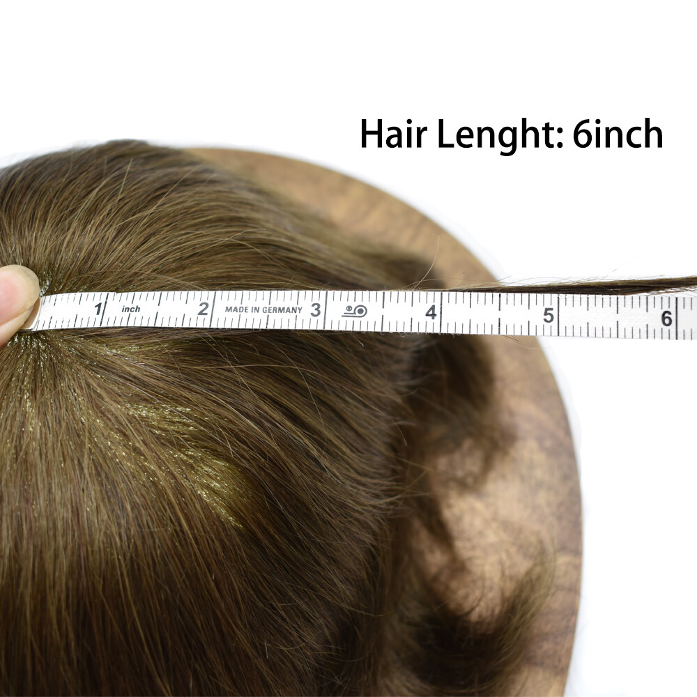 Mens Hairpiece Fine Mono Mens Toupee Poly Skin Hair System Pu Replacement Wig