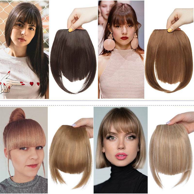 Real Thick Bangs Clip in Front Fringe AS Human Hair Extensions Fake Topper Bangs