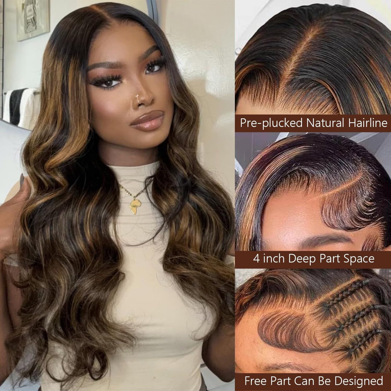 13×4 Body Wave Ombre 1B/30 Lace Front Wigs Transparent Lace Wigs Human Hair