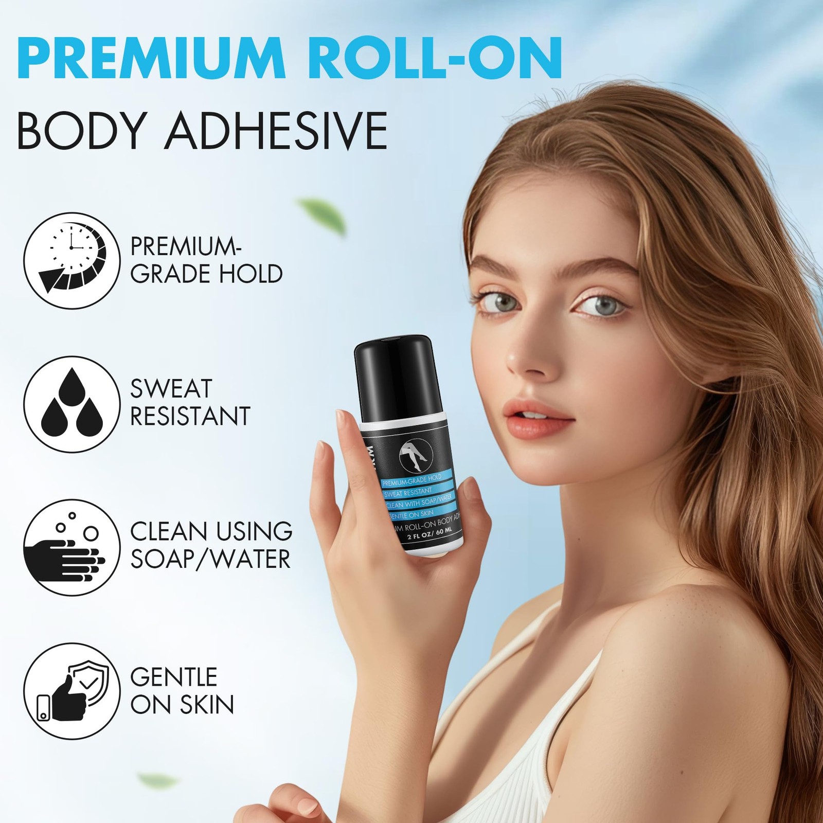 HappyAlley 1 Pcs Metal Roll On Body Glue for Skin & 2 oz,
