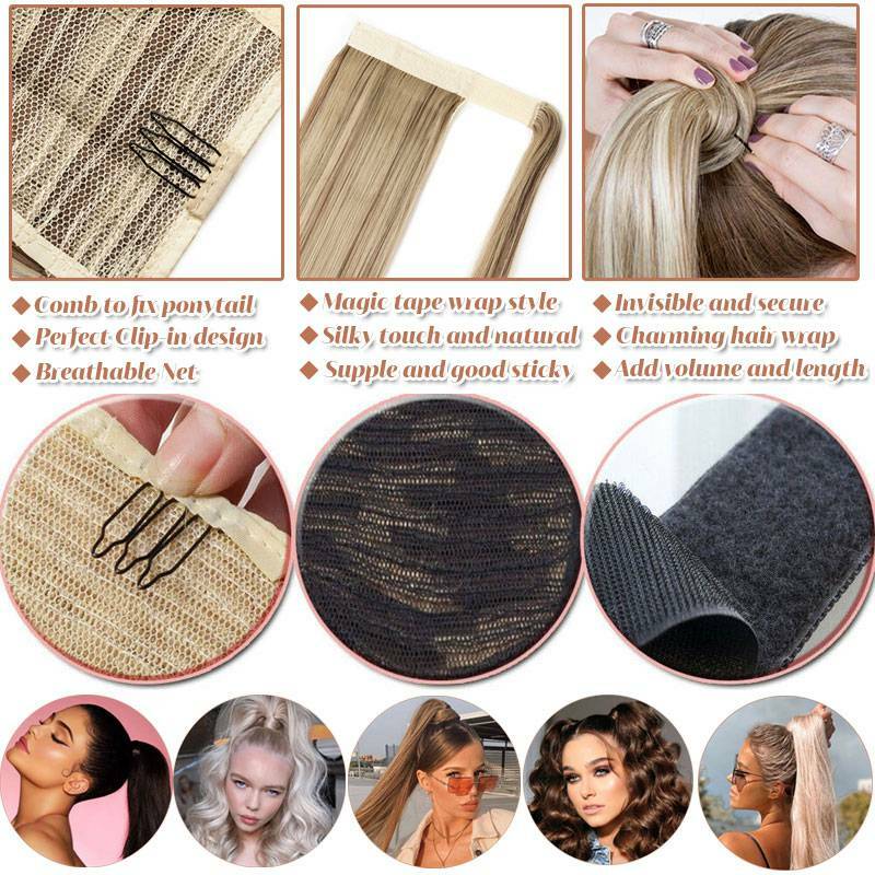 1PCS Wrap Around Ponytail Clip In Extension Synthetic Straight Curly For Woman