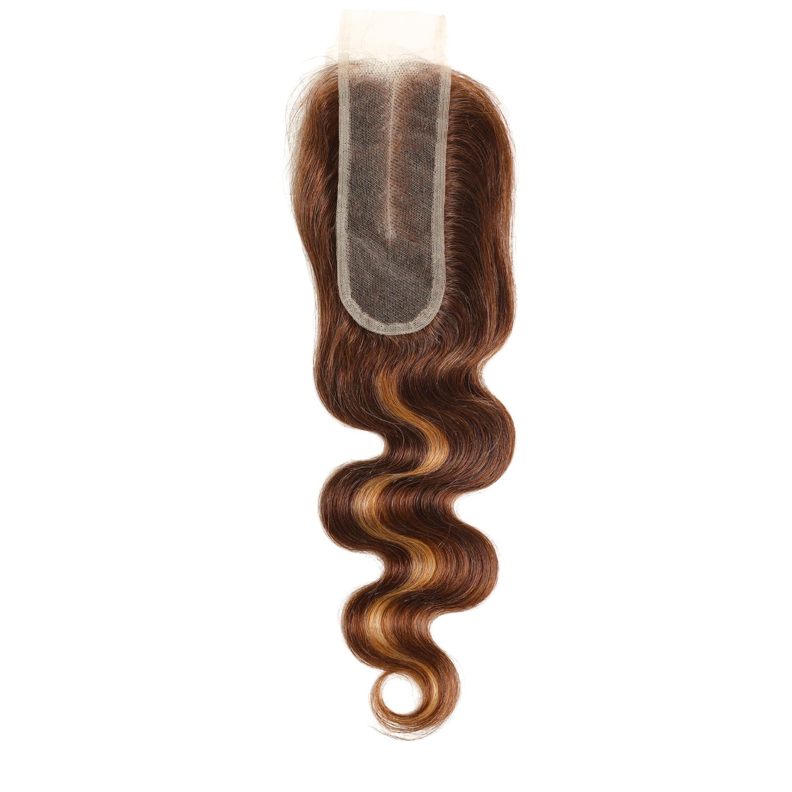Alher Long Deep Part 2X6 Closure Body Wave Honey Blonde Highlight 18 Inch Ombre