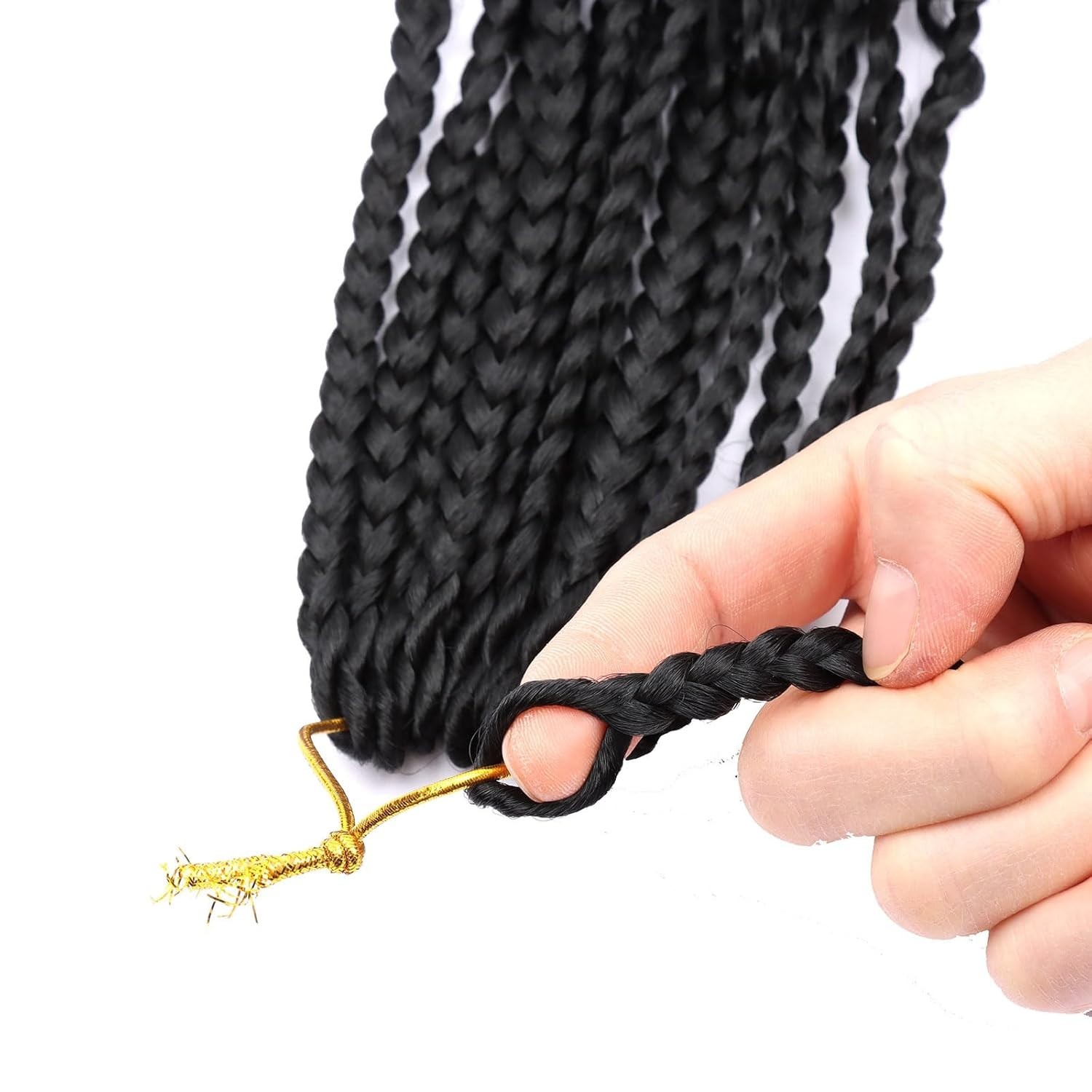 Natural-Looking 18 Inch Crochet Box Braids – 8 Pack, Curly Ends for Black Women