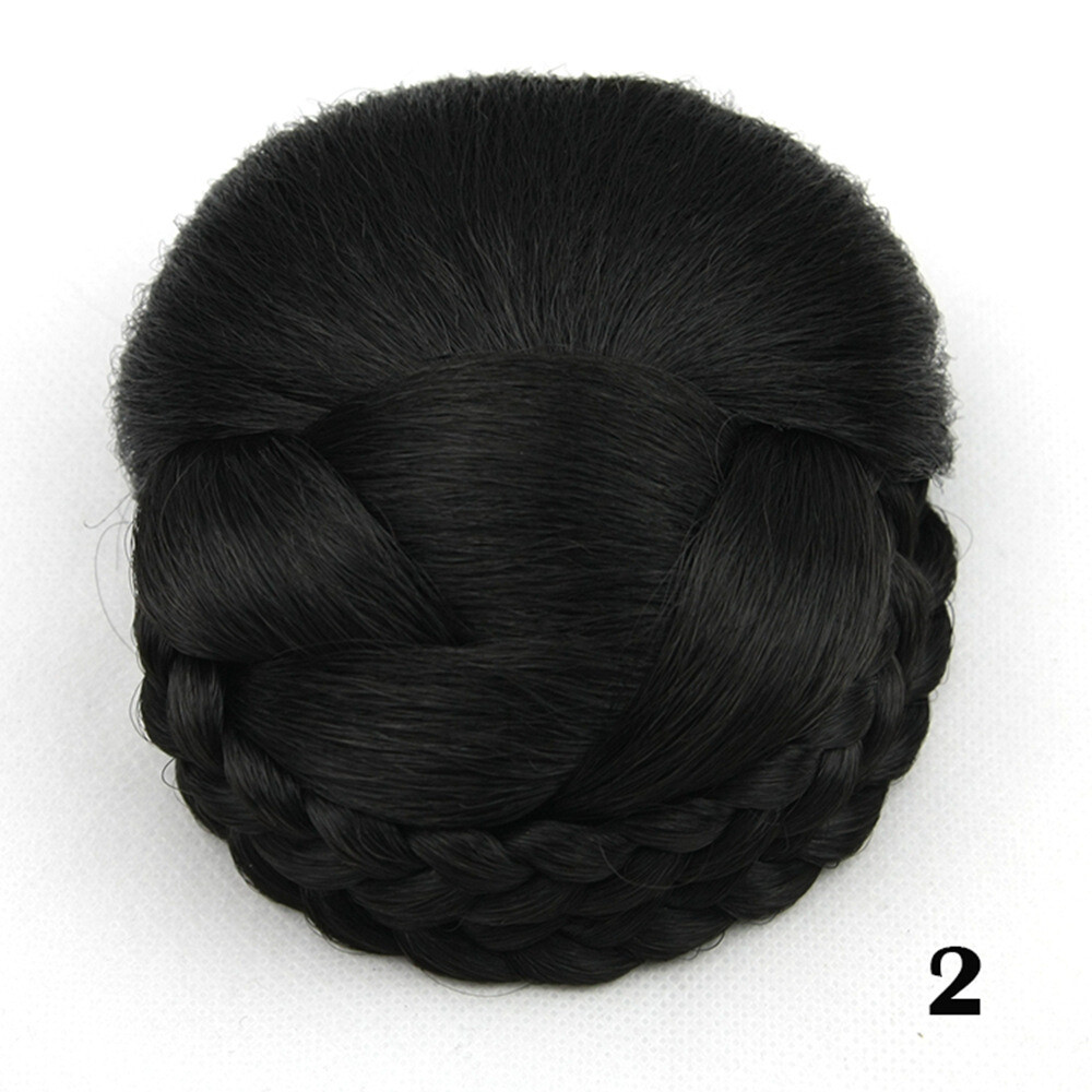 Elegant Braided Bun Chignons for Women Girls Clip In Hair Piece Updo Cover Wigs
