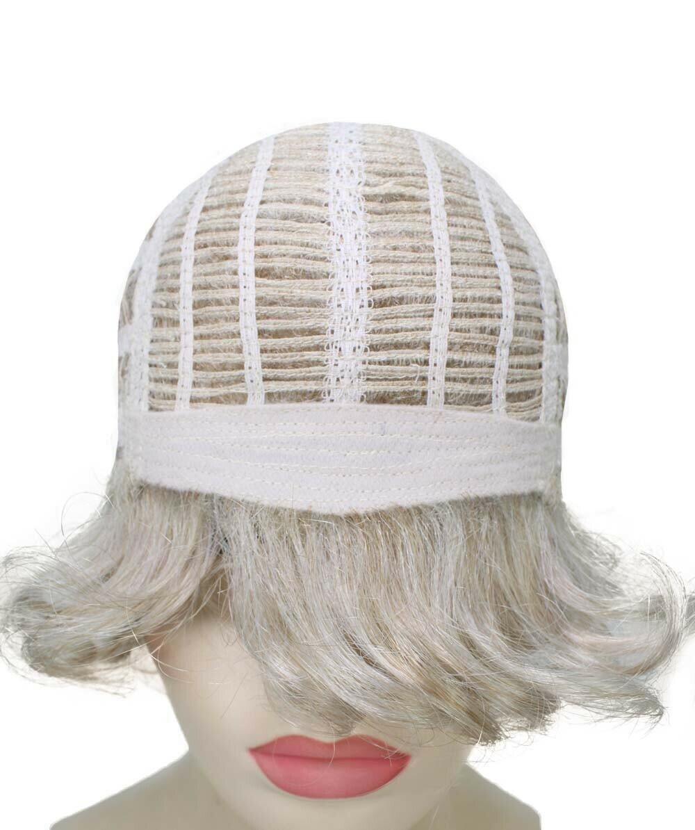 Monroe – Curly Kanekalon Synthetic Fiber Full Wig, 4 – 4.5 in, Light Silver Grey