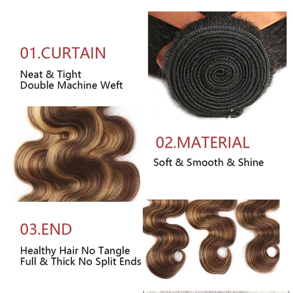 P4/27 Highlight Body Wave Bundles Human Hair Bundles Blonde Remy Hair Weft