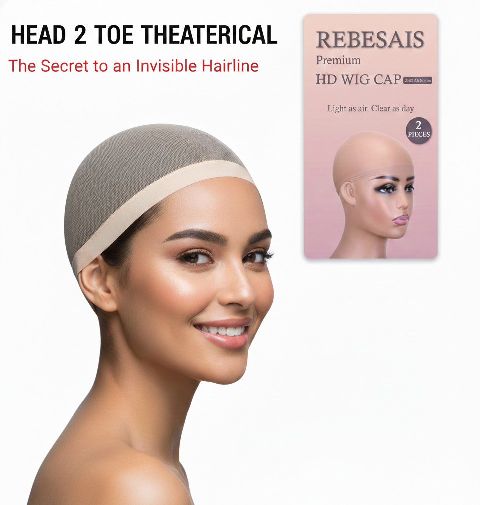 Rebesais 5 pk 10 pc Bulk Wig Cap women sheer light thin nylon invisible hairline