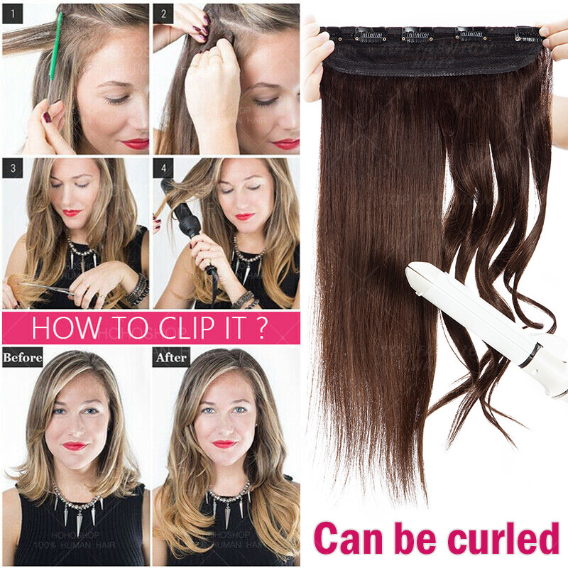 Thick One Piece Clip In Russian 100% Remy Human Hair Extensions Lowlights Ombre